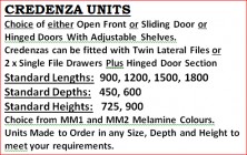 Credenza Units. Various Sizes And Combinations. MM1 And MM2 Melamine Colours